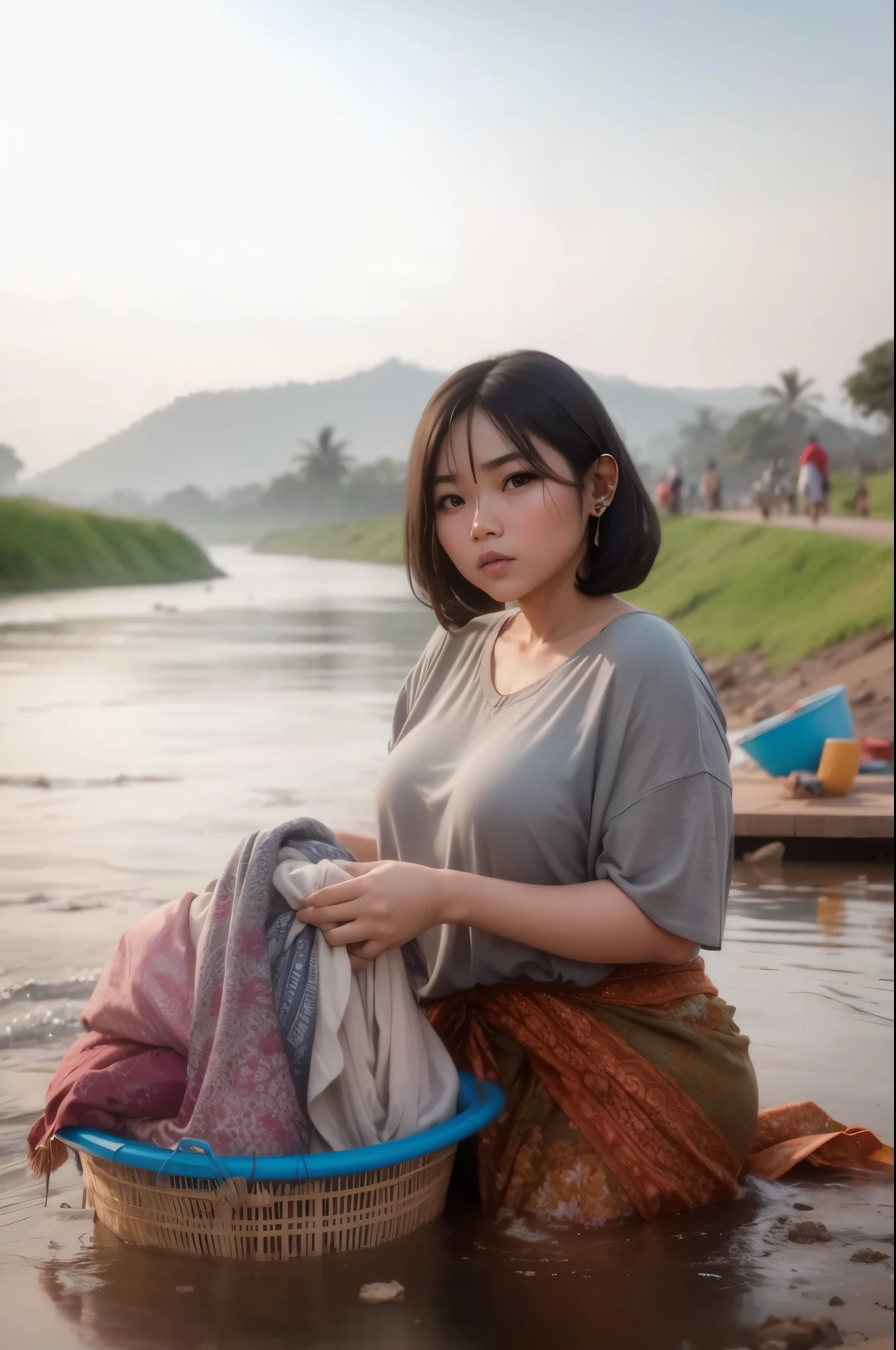 Indonesia woman, hijab, plump