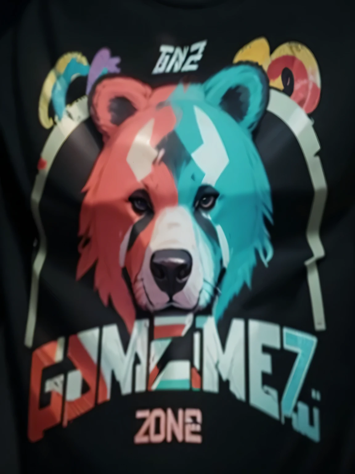 un primer plano de una camisa negra con un oso, juego logo, grime, sorprendido, by Juan Gimenez, by Menez, juegor themed, riot juegos, oficial, oso pardo, juego, tkmiz, sin gradientes, juan gimenez, genzoman, juegos, juego aesthetic, for aaa juego, juegoshow, juego icon