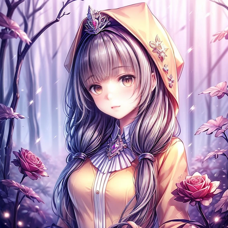 (highest quality:1.4),(masterpiece:1.4),super detailed,8K,cg,exquisite,Upper body,Lonely,thumb girl,Little Princess,flowing coat dress,garden background,detailed facial features,long curly hair,Almond Eyes,Delicate eye makeup,long fluttering eyelashes,Sparkling starry eyes,and a starry gaze, intricate lip details,soft and harmonious style.