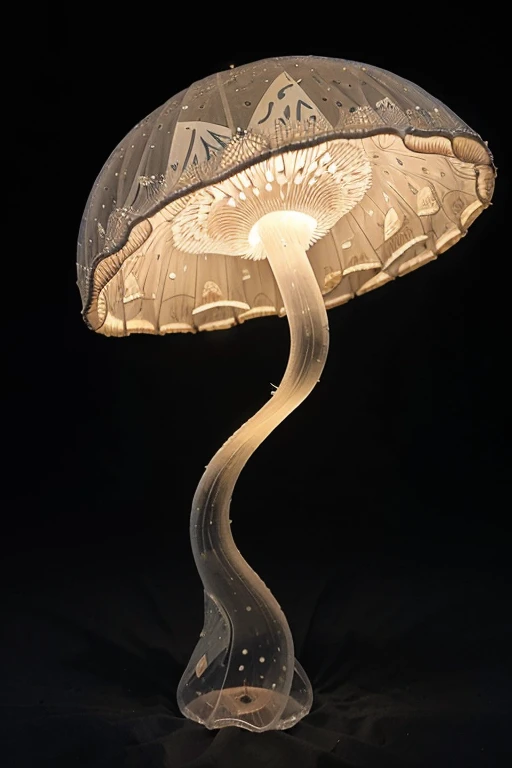 The caps of the mushrooms are typically dome-shaped, ranging from 5 to 15 centimeters in diameter. The surface of the cap is covered in a network of intricate, angular patterns that resemble the facets of a cut gemstone. These patterns are created by the unique cellular structure of the mushroom, which is composed of tightly packed, crystalline-like hyphae.

The stem of Crystallomyces luminescens is slender and translucent, often reaching up to 20 centimeters in height. The gills underneath the cap are also translucent, with a delicate, lace-like appearance.