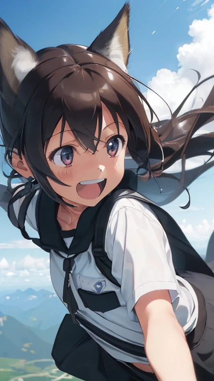 {(ultra realistic photo graphic style:1.4)}, {(1girl free_fall from Altitude 10000m:1.2), (out of focus background:1.4)}, {1girl, beasts_ears, beasta_tail}, (strike witches:1.2)}, {(cheerful:1.4), (candid shot)}