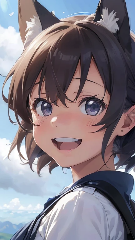 {(ultra realistic photo graphic style:1.4)}, {(1girl florating in the sky at an altitude of 10000m:1.2), (out of focus background:1.4)}, {1girl, 18yo, beasts_ears, beasta_tail}, (strike witches:1.2)}, {(cheerful:1.4), (candid shot)}