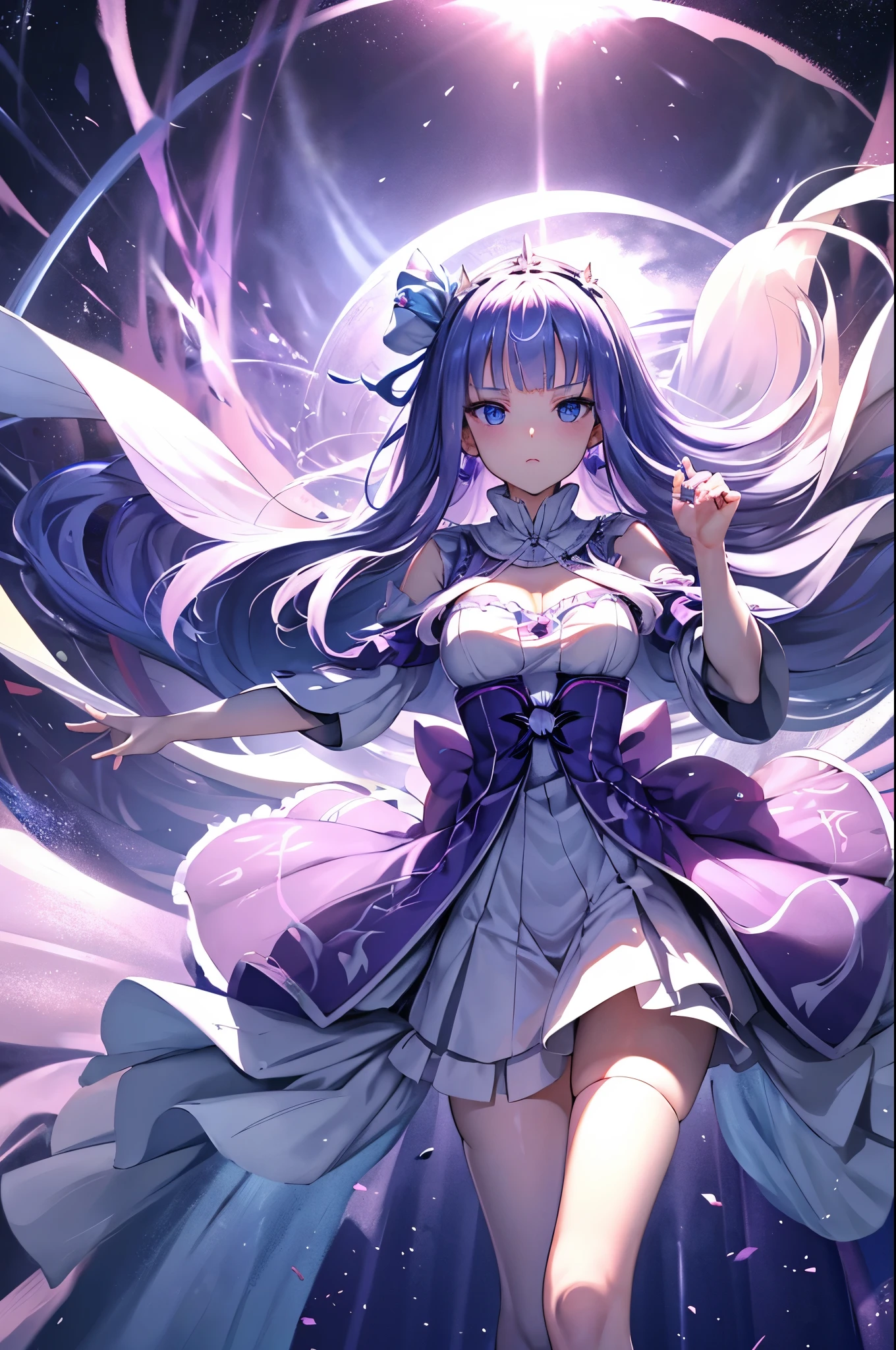 Emilia princess from Re:Zero kara Hajimeru Isekai Seikatsu, best quality anime 16k wallpaper quality, extreme eye and body detail, spiral energetic girl, spirit around, high resolution , masterpieces, ultra lighting, starlight, close-up, creative, radiant, scale up