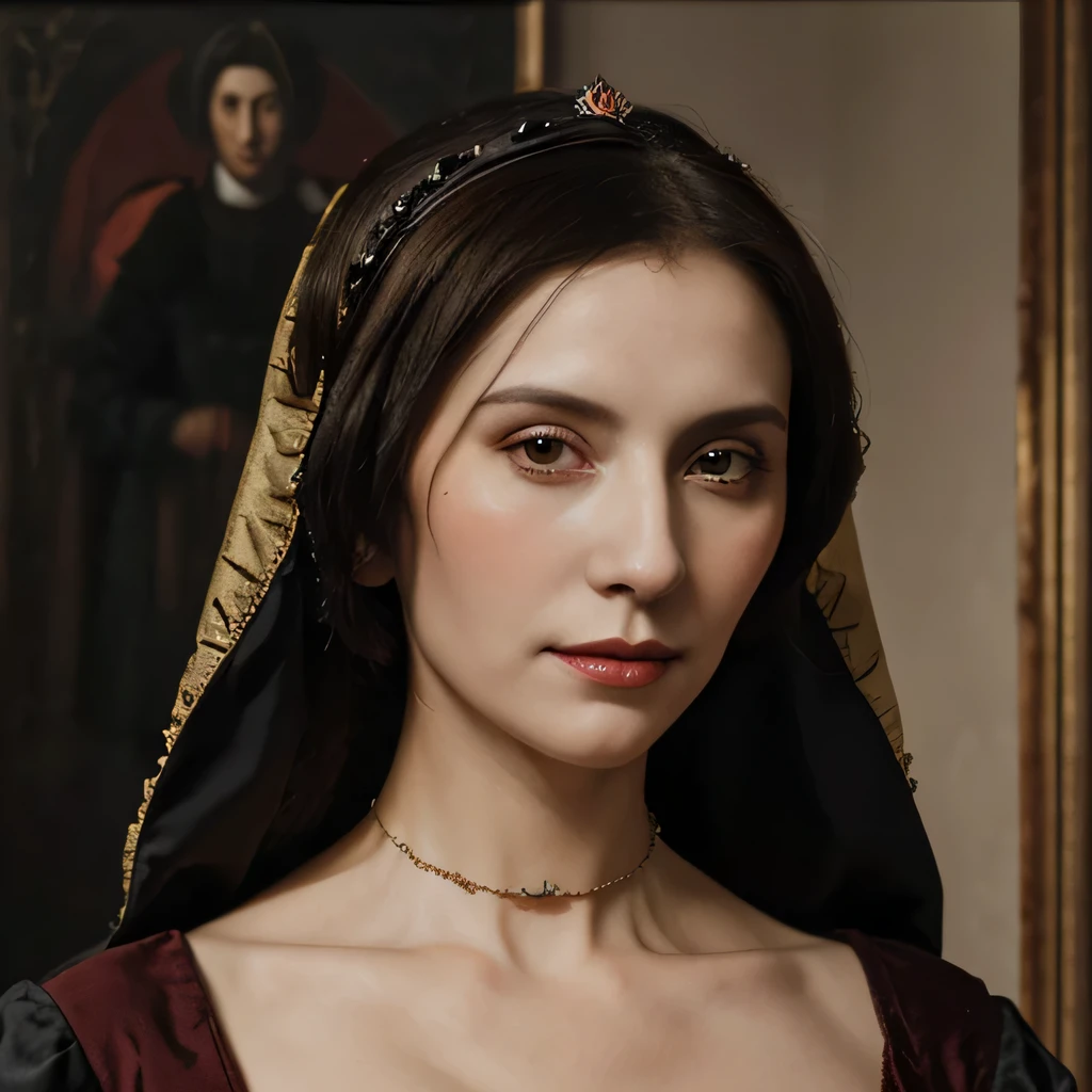 Oil painting of a medieval countess, 16th century oil painting portrait, mavis dracula, oil painting filter