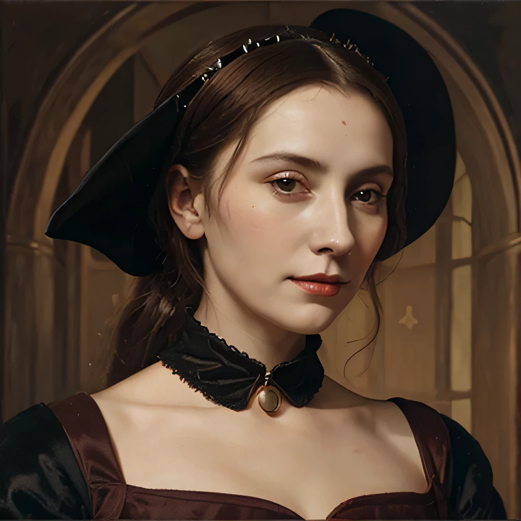 Oil painting of a medieval countess, 16th century oil painting portrait, mavis dracula, oil painting filter