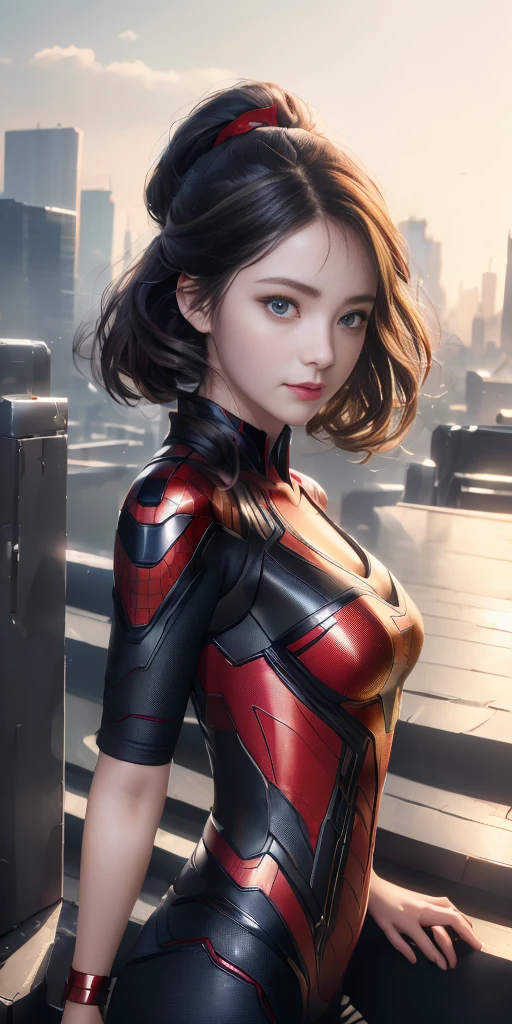 (1girl:1.3), Solo, (((Very detailed face)))), ((Very detailed eyes and face)))), Beautiful detail eyes, Body parts__, Official art, Unified 8k wallpaper, Super detailed, beautiful and beautiful, beautiful, masterpiece, best quality, original, masterpiece, super fine photo, best quality, super high resolution, realistic realism, sunlight, full body portrait, amazing beauty, dynamic pose, delicate face, vibrant eyes, (from the front), She wears a Spider-Man suit, red and black color scheme, spider, very detailed abandoned warehouse background, detailed face, detailed complex busy background, messy, gorgeous, milky white, highly detailed skin, realistic skin details, visible pores, clear focus, volumetric fog, 8k uhd, DSLR camera, high quality, film grain, fair skin, photo realism, lomography, futuristic dystopian giant metropolis, seen from below, translucent The face is Lisa from Blackpink