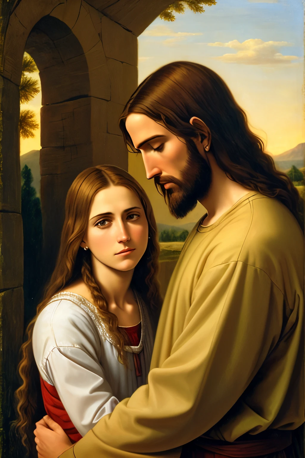 Jesus Christ with a sad woman
