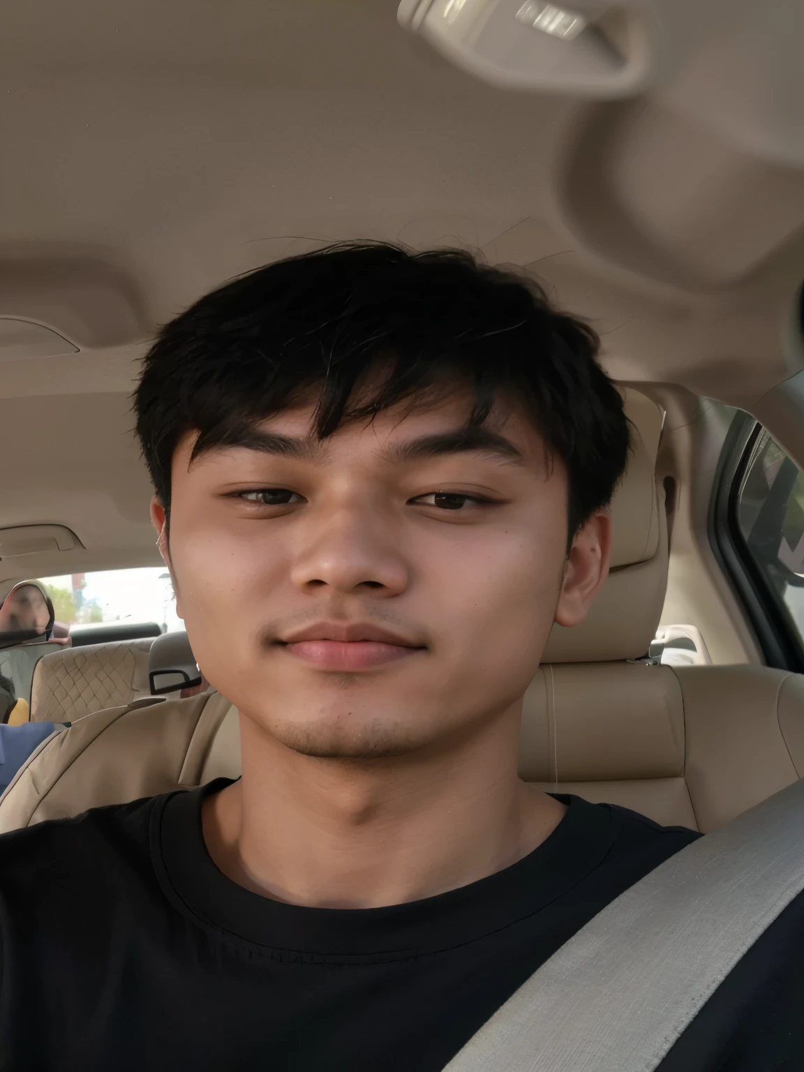 Aarav man in car with mobile phone in mouth, 2 7 years, 2 8 years, Southeast Asians with round faces, Yanjun Chengt, 2 3 years old, Asian face, Age 2 9 years, 22 years old, young cute wan Asian face, 21 years old, Have a narrow nose., with a small nose