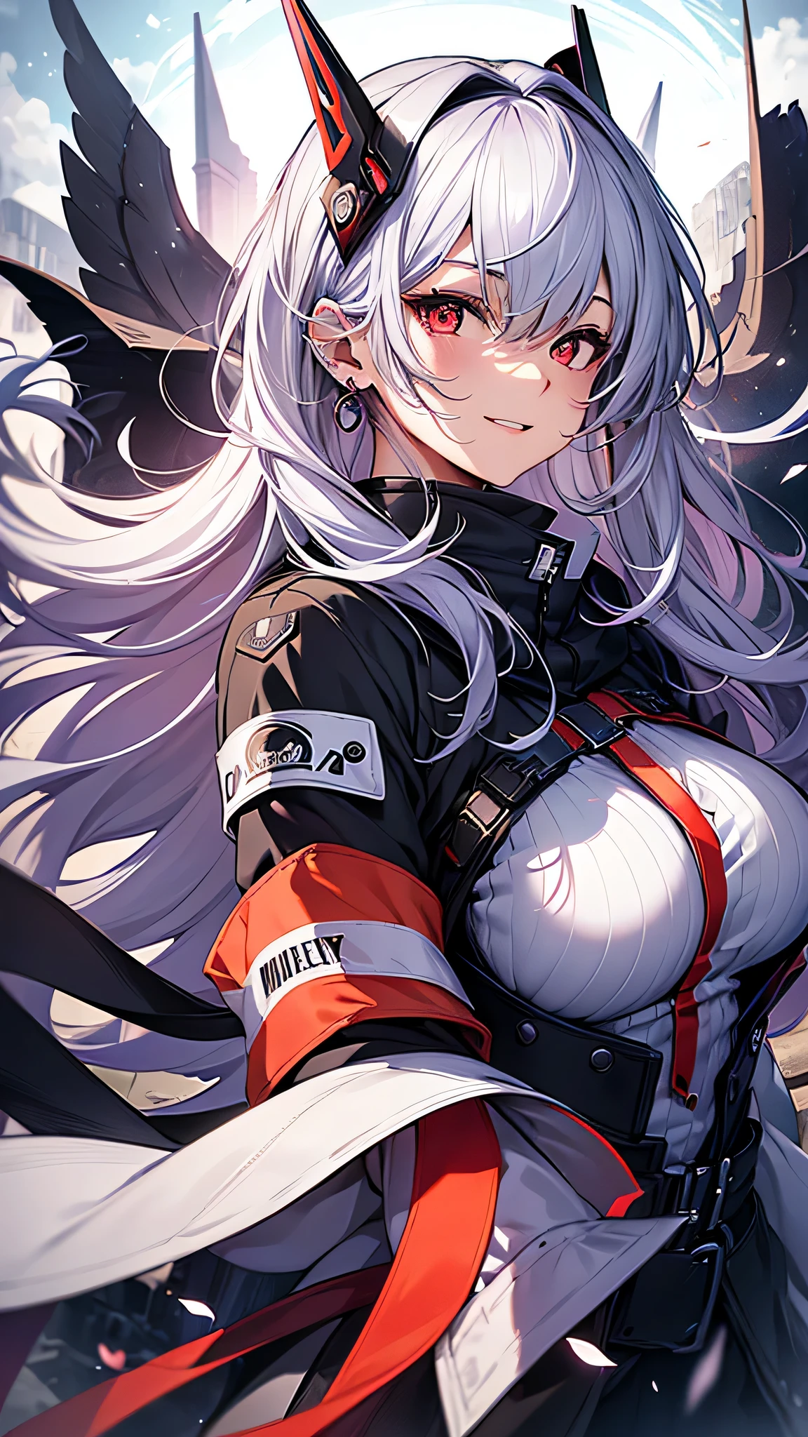 Woman long white hair red eyes big breast star wars