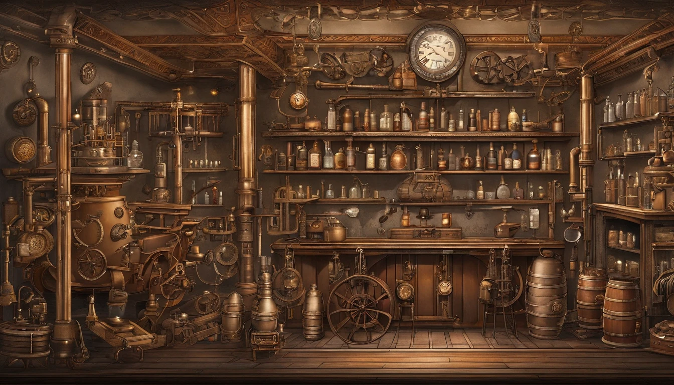(High quality images)、(Detailed Images)、(((isometric)))、(dimJAZZ house)、(American West)、Fewer people、A little whiskey、counter、Barrel、(dim)、(nostalgic)