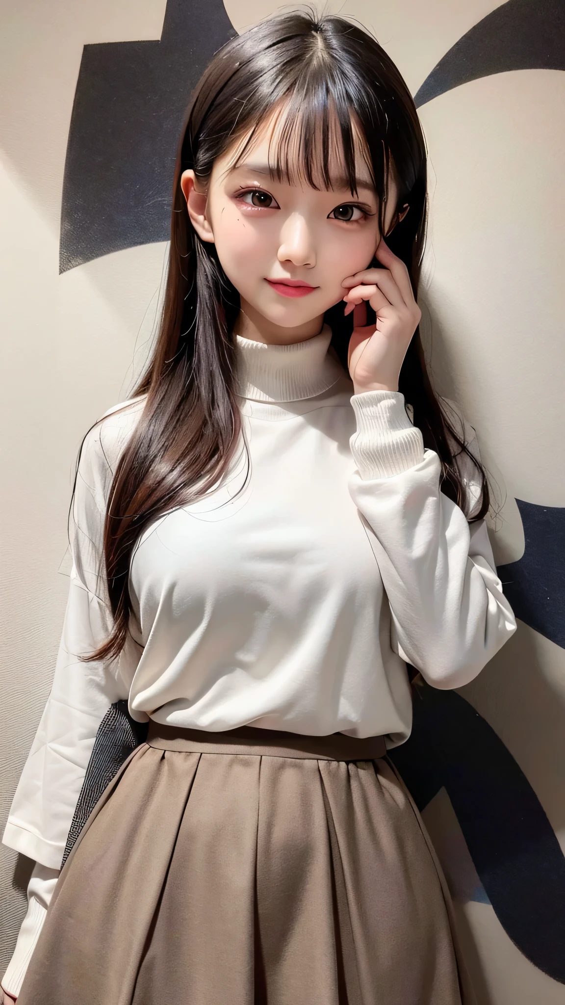highest quality, masterpiece, Kirie Light Mash, alone, One girl, Iris, in white turtleneck shirt, (Little: 0.6), Bright redhead, Stickers, Emoji, cute, White Background, ((Make a dish))