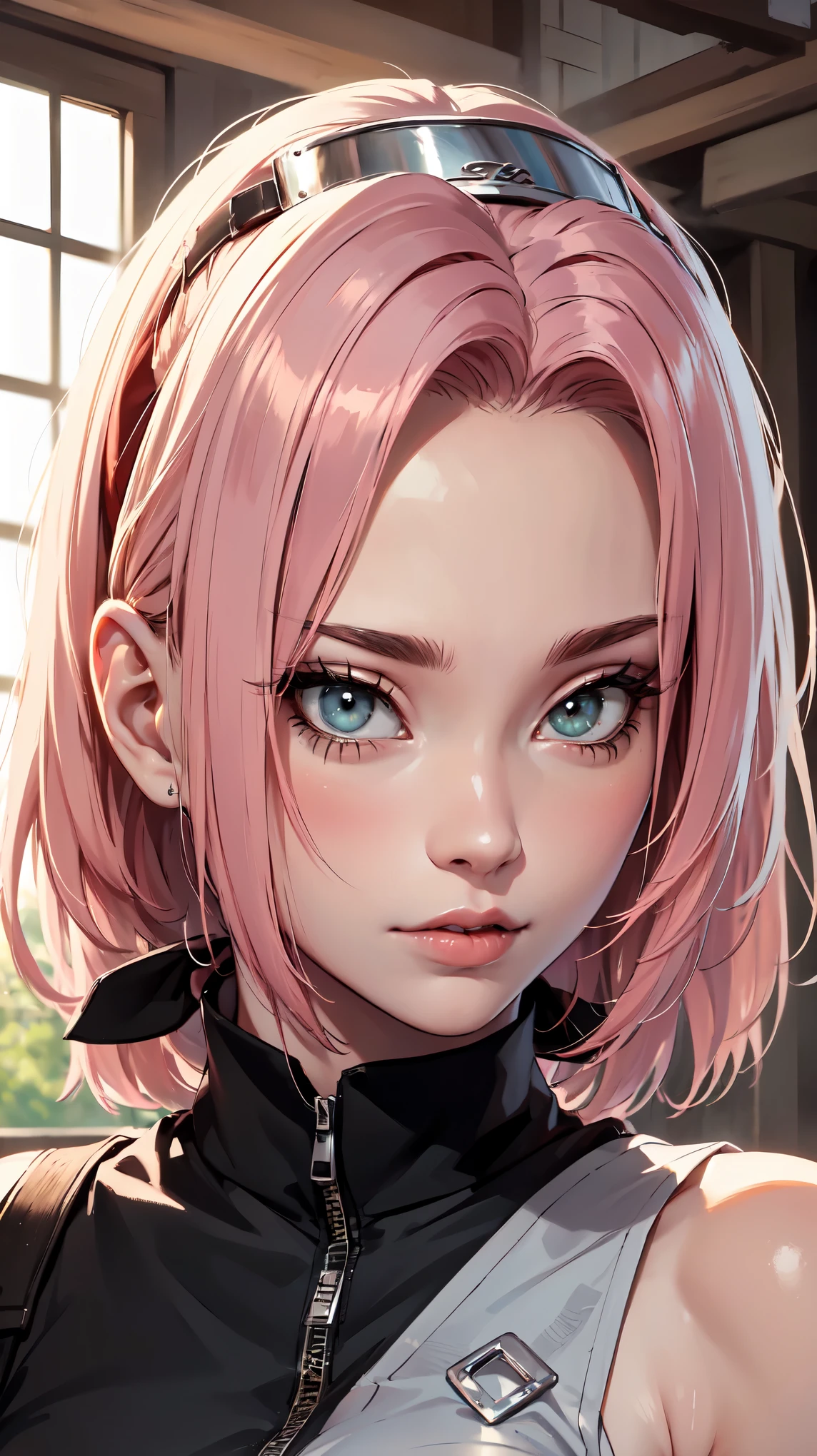 sexy outfit,(best quality)), ((Masterpiece)), (Detailed), Perfect Face((best quality)), ((Masterpiece)), (Detailed), Perfect Face(best quality)), ( (Masterpiece)), ( Detailed), Perfect Face (best quality), ((Masterpiece)), (Detailed), Perfect Face, stunningly realistic, photorealistic, photorealism, 1 sakura Haruno

