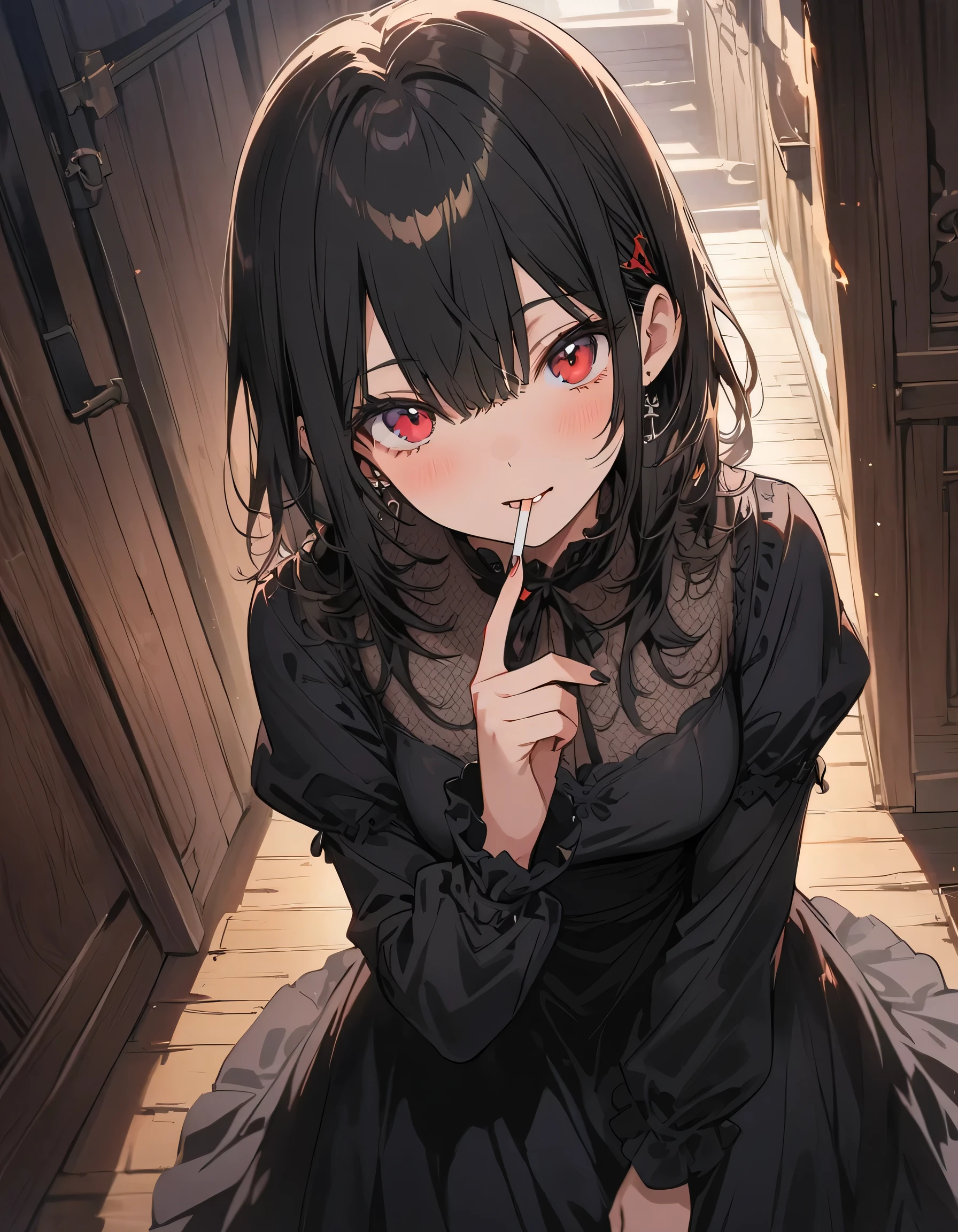 (Very detailed 、 8k wallpaper,masterpiece, highest quality, Very detailed),(Best lighting, Best Shadow, Very delicate and beautiful),floating,Cigarette smoke、(Cigarette smoke is making letters float in the air)、High saturation,(Handsome Men、Black Hair、holding a cigarette in his mouth)、(highest quality、masterpiece、High resolution、detailed)、anime style、Flat Style,Beautiful Eyes, Delicate and beautiful face, BREAK,extremely detailed、Dynamic Angle、anime、fullbody、Stylish Gothic Western-style building、Western