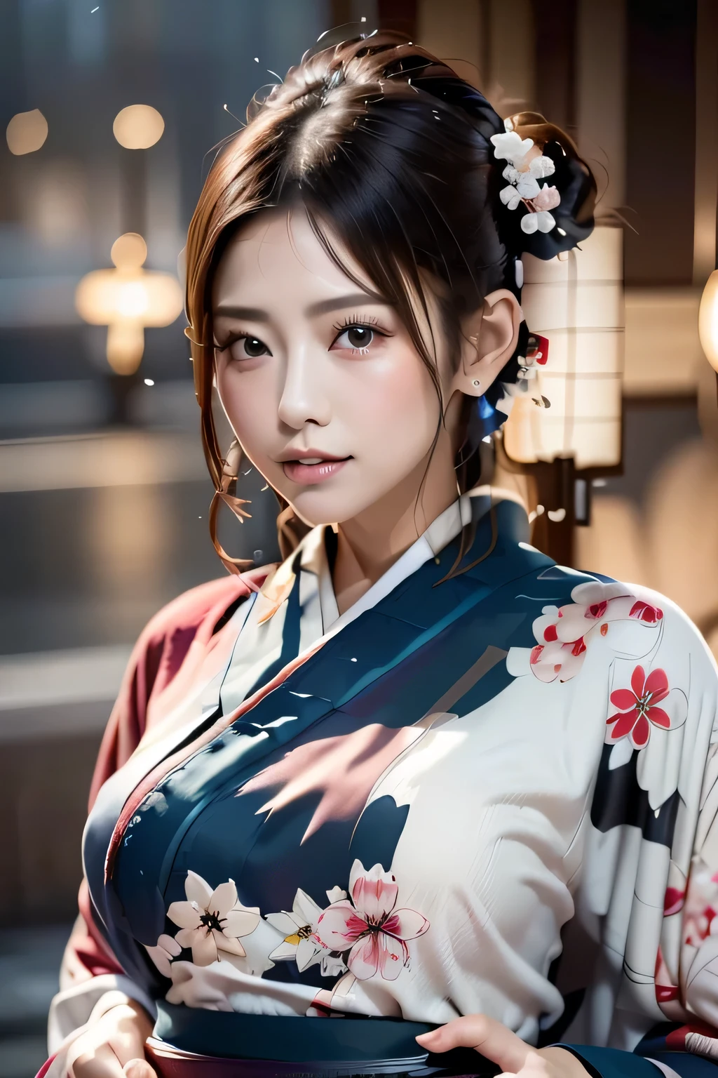 (((Gorgeous courtesan kimono:1.7))),(Beautiful mature woman in a noble courtesan kimono),(((Flashy and extravagant courtesan attire:1.3))),(Glamorous Jar)(Gorgeous floral hair ornament),Gorgeous floral braided top knot,(Very delicate and beautiful hair,),(((Accentuate larger breasts:1.3))),Fireworks shooting up into the sky against the backdrop of the riverbank at night.、Cute round face,Detailed garment features,Detailed hair features,Detailed facial features,Looking at the camera,(Dynamic Angle),(Dynamic and sexy pose),Cinematic Light,(Ultra-high resolution output images,Written boundary depth,Intricate details,Light and shadow contrast、The subject appears three-dimensional,) ,Single-lens reflex camera, (Realistic:1.3),(8K quality,Anatomically correct facial structure,),(SeaArt 2 Mode:1.3),(Picture Mode Ultra HD,)