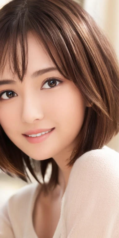 masterpiece、highest quality、High resolution、Tabletop、wallpaper、Realistic、Bright lighting、Professional Lighting、Face Light、Smooth lighting、Japanese women、Adult、Beautiful woman、action、gravure、sexy、poor、so beautiful、Beautiful Skin、Beautiful and detailed、Detailed face、slim、moderately、short hair、Brunette colored hair、Brown eyes、Looking at the camera、I have a lemon