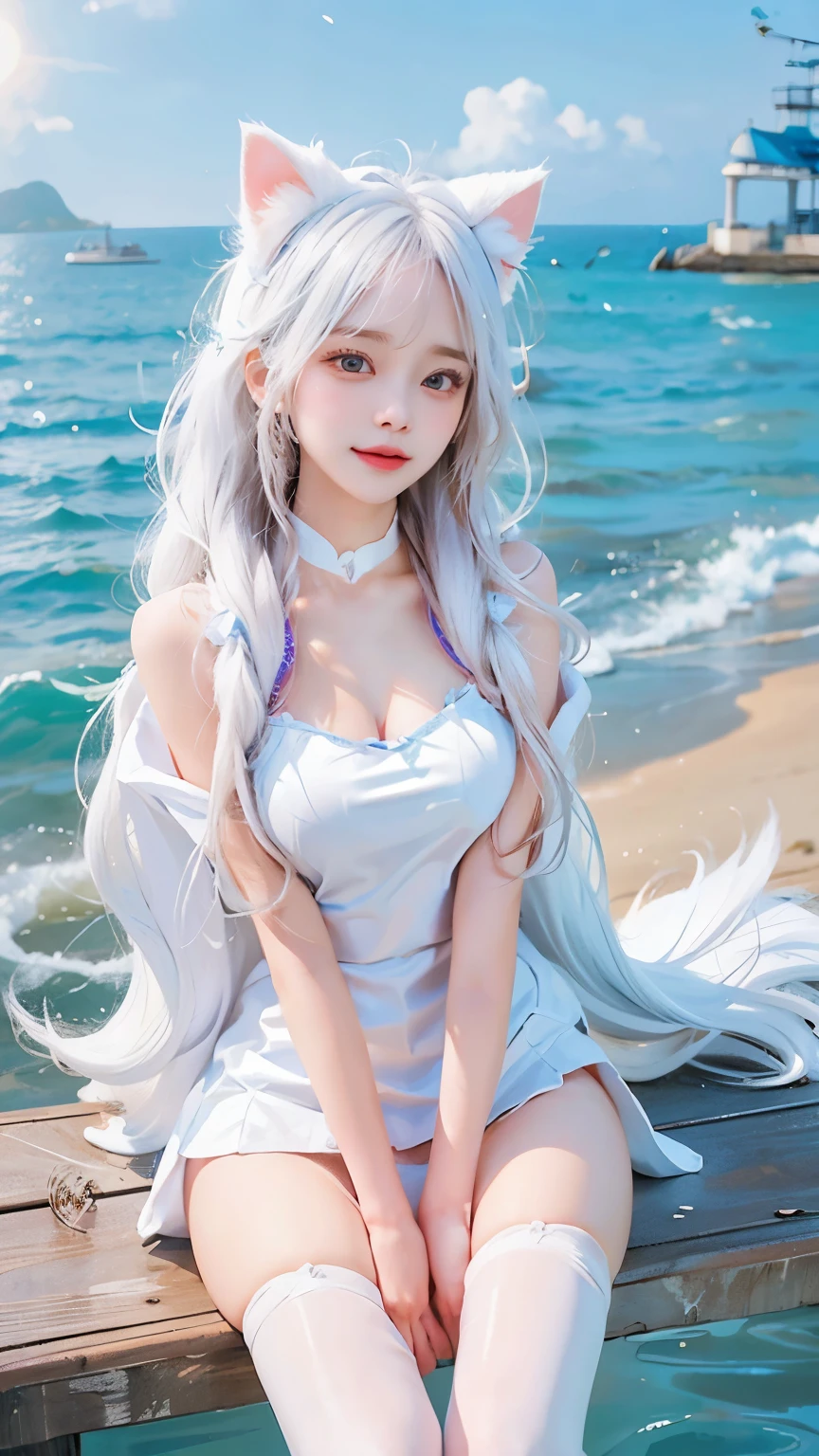 realistic, full body portrait, perfect body, perfect professional pose, 16 years old, araffed woman with long white hair standing in a room, with long white hair, with white long hair, long wavy white hair, long white hair and bangs, messy wavy white hair, wavy white long hair, 머리 gray hair, white long hair!!, flowing white hair, gray hair, her hair is white, long flowing white hair , Beautiful and realistic light blue eyes; Beautiful white teeth, happy smile, attractive, Overall, Create the most beautiful and perfect face in the world, 손으로 꼼꼼하게 그린 Best image quality 3d 8k, Perfect white skin, beautiful appearance, multicolor liquid acrylic, wet marble body, Michael Garmash, Daniel F Gerhartz, movie lights, waterfall scene, volumetric lighting, clean and smooth art, gentle pulp adventure , colorful patterns, Elegant organic frame, surrealism, masterpiece collection, Realistic colors, wet gouache. Best image quality, Most detailed 8k, (Please spread your legs in an M shape..),W piece,((Detailed beautiful pussy exposed..., :1.4)),spread legs, thighs,nude,bedroom,(Lying on your back from above, Put one in&#39;Head on the pillow,no bra,(strong abs)