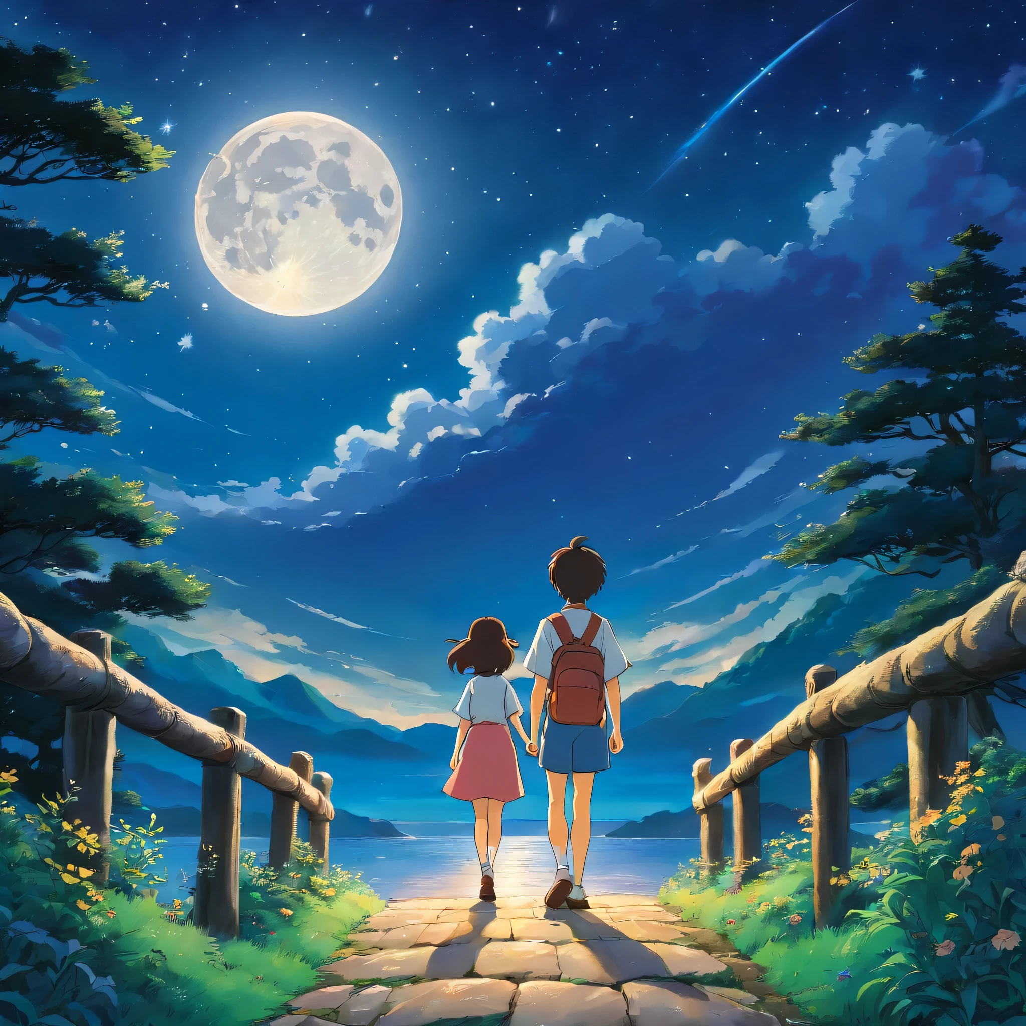 the night sky featuring a full moon and natural 