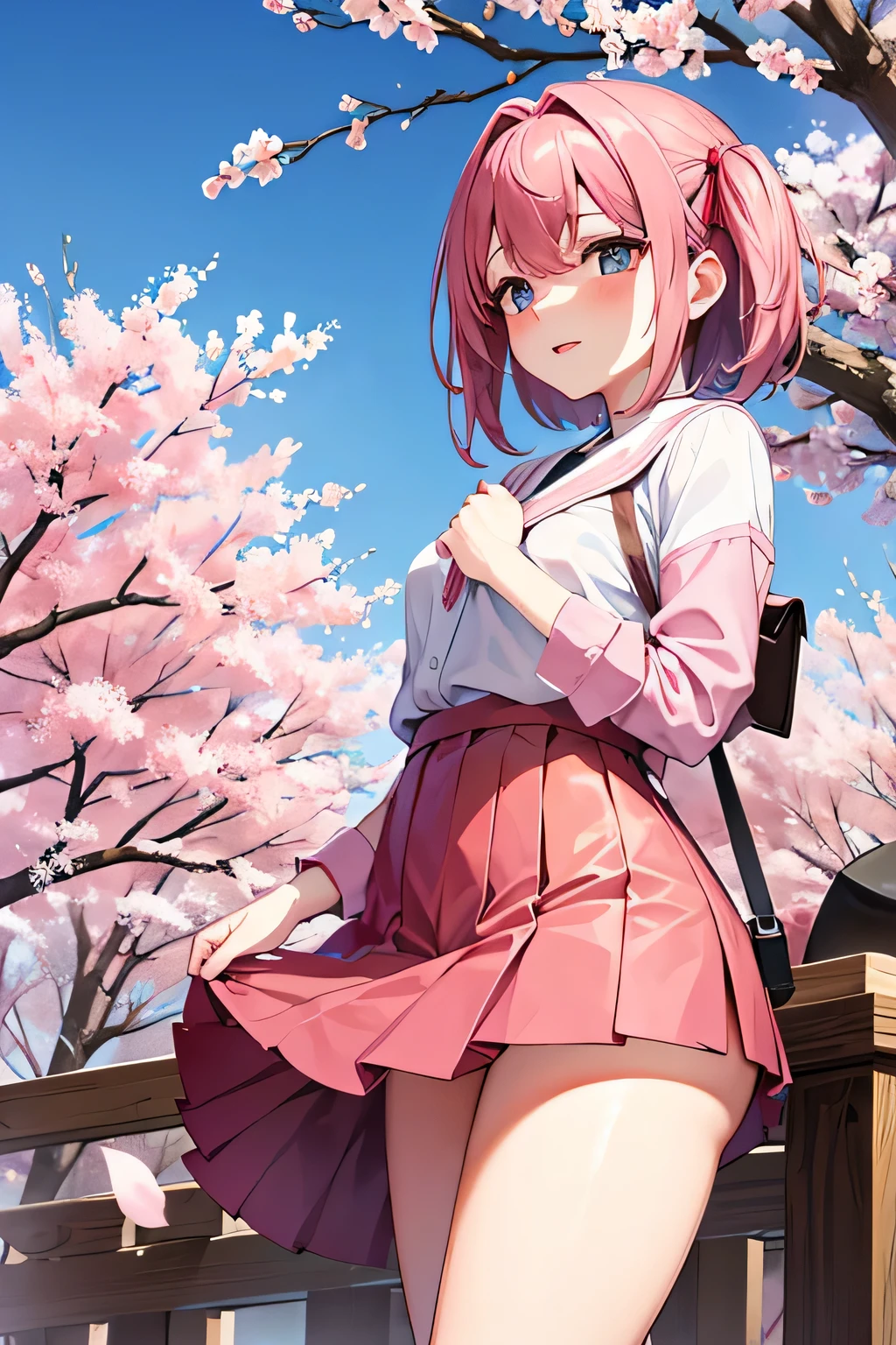 masterpiece,best quality,highres,ultra-detailed,aamio,black eyes,long hair,hime cut,blunt bangs,sakuragaoka high school uniform,school uniform,(blue jacket:1.4),long sleeves,collared shirt,white shirt,neck ribbon,grey skirt,socks,black socks,brown footwear,outdoors,cherry blossoms,standing,smile,cowboy shot,waving,nakano nino,smiling at you,"(optimum,wedding gown,holding flower bouquet,one-girl,chies)tmasterpiece，high qulity，A high resolution，New World No. 1，inoue takina，wedding gown，Bridal veil，whitegloves，Cowboy close-up，standing on your feet，ssmile"anime girl with pink hair and green skirt posing in front of a city, seductive anime girl, a hyperrealistic , hyperrealistic , [ 4 k digital art ]!!, touching her clothes, smooth anime cg art, the anime girl is crouching, clean detailed anime art, small curvy , cherry blossoms in the background, extremely detailed CG unity 8k wallpaper, best quality, ultra-detailed, masterpiece, realistic, photo realistic, extremely detailed cute girl, 16years old, (((skirt lift by myself))), (lifted by self), panties , panties focus, blush, parted lips, looking at viewer , half body shot , (crowd), (crowded city) , wavy hair, ultra-detailliert、​masterpiece、top-quality、超A high resolution、8K high image quality、Photogenic clarity、A detailed eye、gradients、perfect anatomy body proportions ,hard disk、nffsw , Nikon Z9 80mm Lens , masutepiece、Model Standing、(((Minuscule panties、Small micro panties、Pubic hair can be seen through the lace of the panties)))、(((Panties are lace pale pink panties.)))、(((Dark blue school uniform、White blouses、Cute white white short sleeve blouse with ribbon、short loose socks、dark brown loafers)))、(((See all panties)))、(((The skirt is definitely worn)))、(((Lift skirt hem)))、Sit in a triangle with your thighs slightly inward、panties focus、too bright natural light、Sunshine、Detailed lace panty pattern、Plain white panties、(((Lifting skirt while standing to show off panties to camera)))、(((Beaut