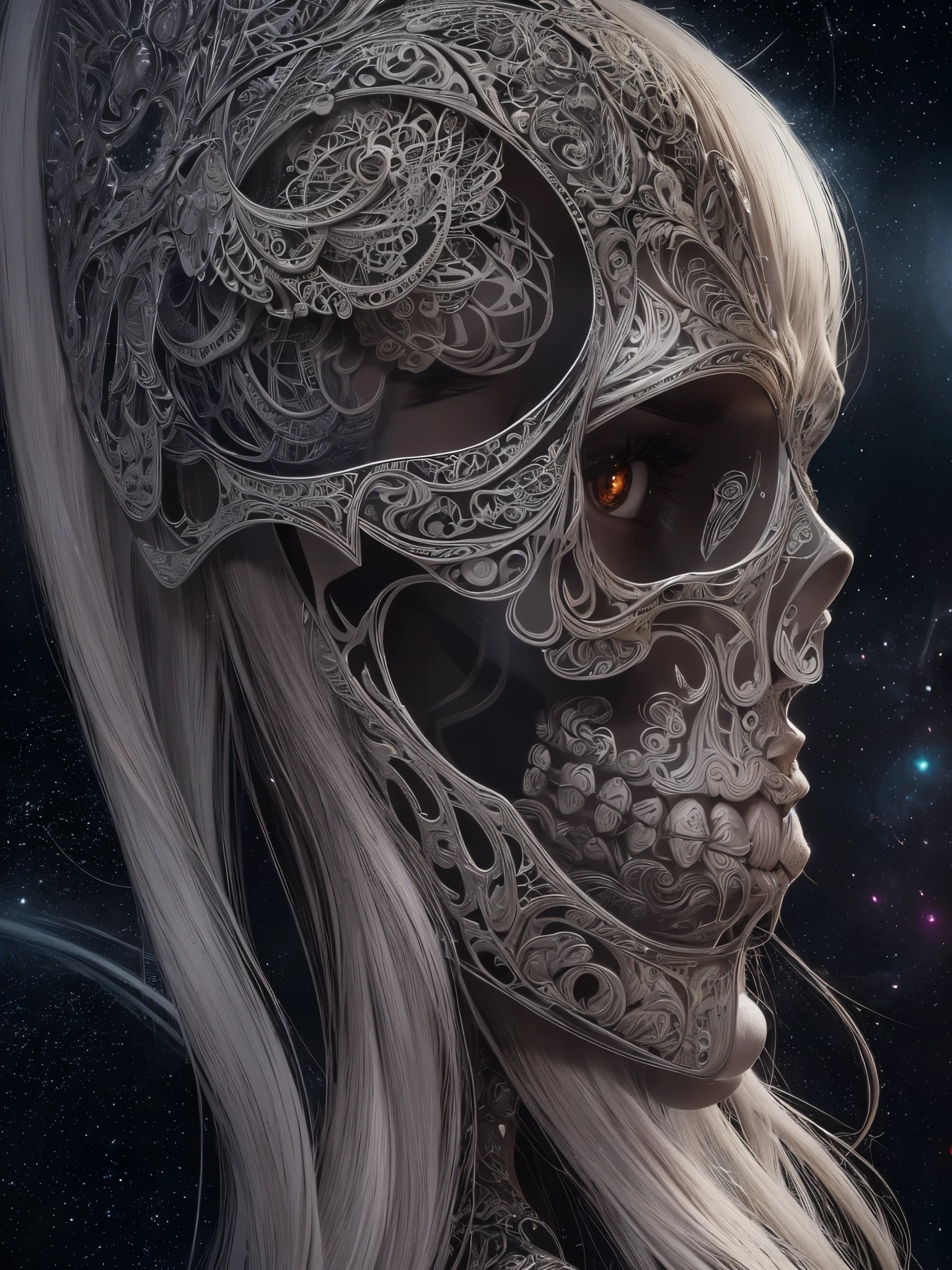 ((highest quality)),(Ultra-high resolution),(Very detailed),(Detailed Description),((The best CG)),(A masterpiece),Ultra-precise art,amazing drawing art,(Sci-fi art with intricate detail:1.5), skull