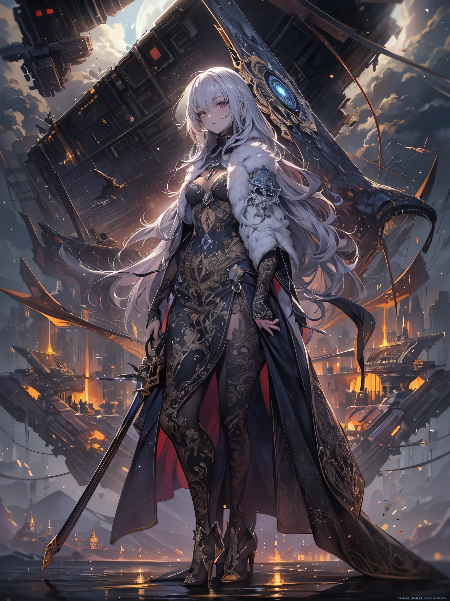 ((highest quality)),(Ultra-high resolution),(Very detailed),(Detailed Description),((The best CG)),(A masterpiece),Ultra-precise art,amazing drawing art,(Sci-fi art with intricate detail:1.5), (woman:1.7),(Beautiful and well-proportioned face:1.5),