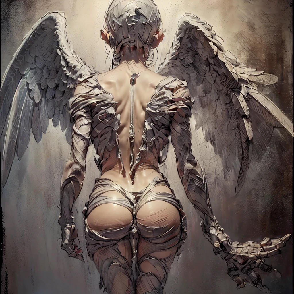 01_((Create a masterpiece, Best quality:1.2), (one girl), (, masterpiece, angel, angel wings, simple halo:1.23), (Cleavage completely exposed), ( full growth), (sexy, topless), (black transparent dress), (sexy, erotic), ))_((delicate scarlet lips), (straight black hair - long, blue, cascading))). ((Clash of the Titans. Gods and demons in mortal combat), (Fight scene), (Demonic images: (skulls, octopus tentacles, horns, glowing eyes, sexy body, protruding bones on a sinewy torso, belts, metal decorative elements, amulets, esoteric symbolism))_ ((Angels: (beautiful body, (brilliant eyes), (light angle of an angel from behind, very strong body, textured back, anatomically correct proportions))_ ((Very beautifully built male body, fighting a terrible enemy, he is surrounded by demonic women, playing around, flirting, trying to interfere and harm, very beautiful female bodies, demonic images)). between an angel-warrior and demonic creatures) (Lush oil painting with wide strokes, high detail, snow-white skin in the center of the composition, brutal seductive figures of demonic women (Dark monsters). Painting by Bosch, stories by Dante Alighieri, The Divine Hell-Heaven, The Vampire Chronicles by Brian Lumley)).03_ High image quality, 4K | Ultra HD | Full HD, cinematic rendering, 3D visualization - a masterpiece, TOP computer graphics ART. Unreal 8K engine, motion capture, dark lighting, strong shading, warm shadows - cool lighting, high detail. (vivid, photorealistic, dramatic, dark, sharp focus, 8K). Highly detailed textures, materials, stone, metal, decomposition of corpses, bones, skulls. (shades of gray, red, black, elements, metallic shine, red fire). (Destroyed architecture floating in space - debris, stones, ruins, magical pentagrams, amulets, ornaments, Kabbalistic symbols. Film grains, dust and particles in the air)).