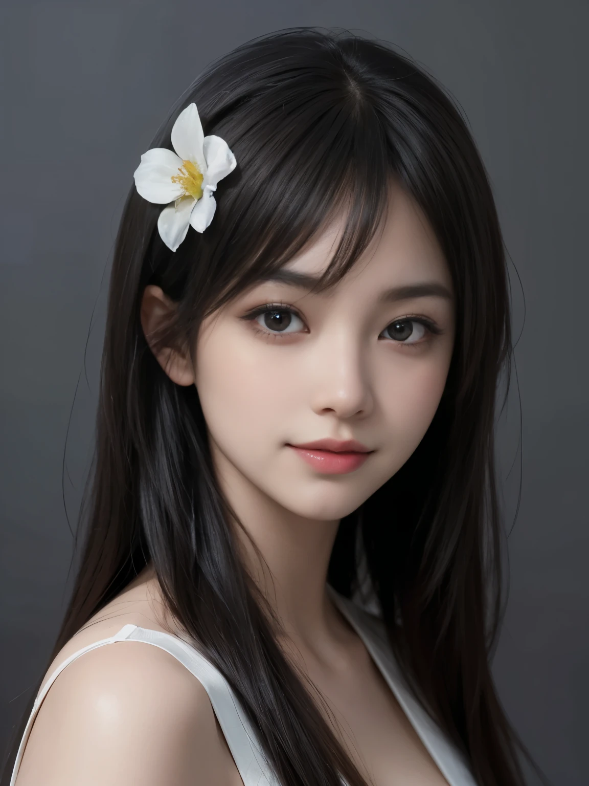 (ultra realistic) , (illustration), (increase resolution), (8K), (extremely detailed), (best illustration), (beautiful detailed eyes), (best quality), (ultra-detailed), (masterpiece), (wallpaper), (detailed face), solo,1 girl, looking at viewers, black straight hair, delicate details, in the dark, deep shadow, low key, pureerosfaceace_v1, happy smile, summer dress, full body, flower garden