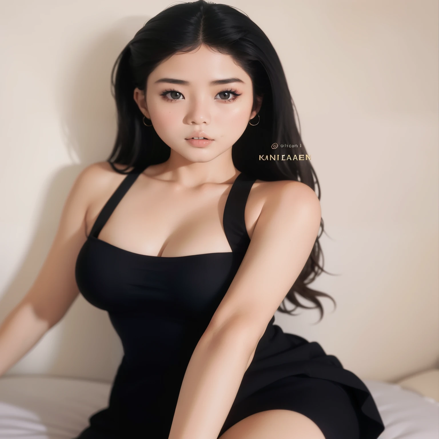 Un primer plano de una mujer con un vestido negro sentada en una cama, gorgeous young mujer coreana, muchacha coreana, beautiful south mujer coreana, pale korean adorable face, beautiful young mujer coreana, ig model | tipo germen, 🤤 girl portrait, beautiful asian girl, mujer coreana, tumblr, belleza asombrosa, asian girl, preciosa modelo china, young pale angel