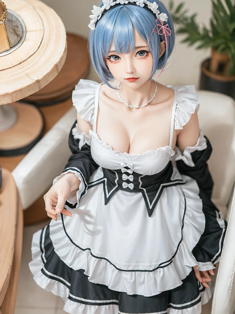 (8K, Photorealistic, Raw photo, of the highest quality: 1.3), (1girl in), Super beautiful, (Realistic face), (boyish, light blue Color Berry Shorthair),(8K, Photorealistic, Raw photo, of the highest quality: 1.3), (1girl in), Super beautiful, (Realistic face), (boyish, pink Color Berry Shorthair), Beautiful , Glare that captivates the viewer, Beautiful expression, Beautiful breasts, (Realistic skin), Be...Create a detailed and colorful image of Ram and Rem from Re:Zero, standing back-to-back in their maid outfits, with a magical fantasy background、14years old, two girls,cute, perfect face, beautiful, nice body, gothic lolita clothes, gothic lolita fashion, frilly skirt, headdress, necklace, bracelet, knee-high socks, boots, double eyelids, tear bags, Detailed down to the fingers, photo-like description, indoors, dim indoor lighting, one girl is pink hair and short bob, another girl is light blue hair and short bob,standing, whole body, composition that shows the whole body, smiling,The Both of them are wearing the same type of maid outfit