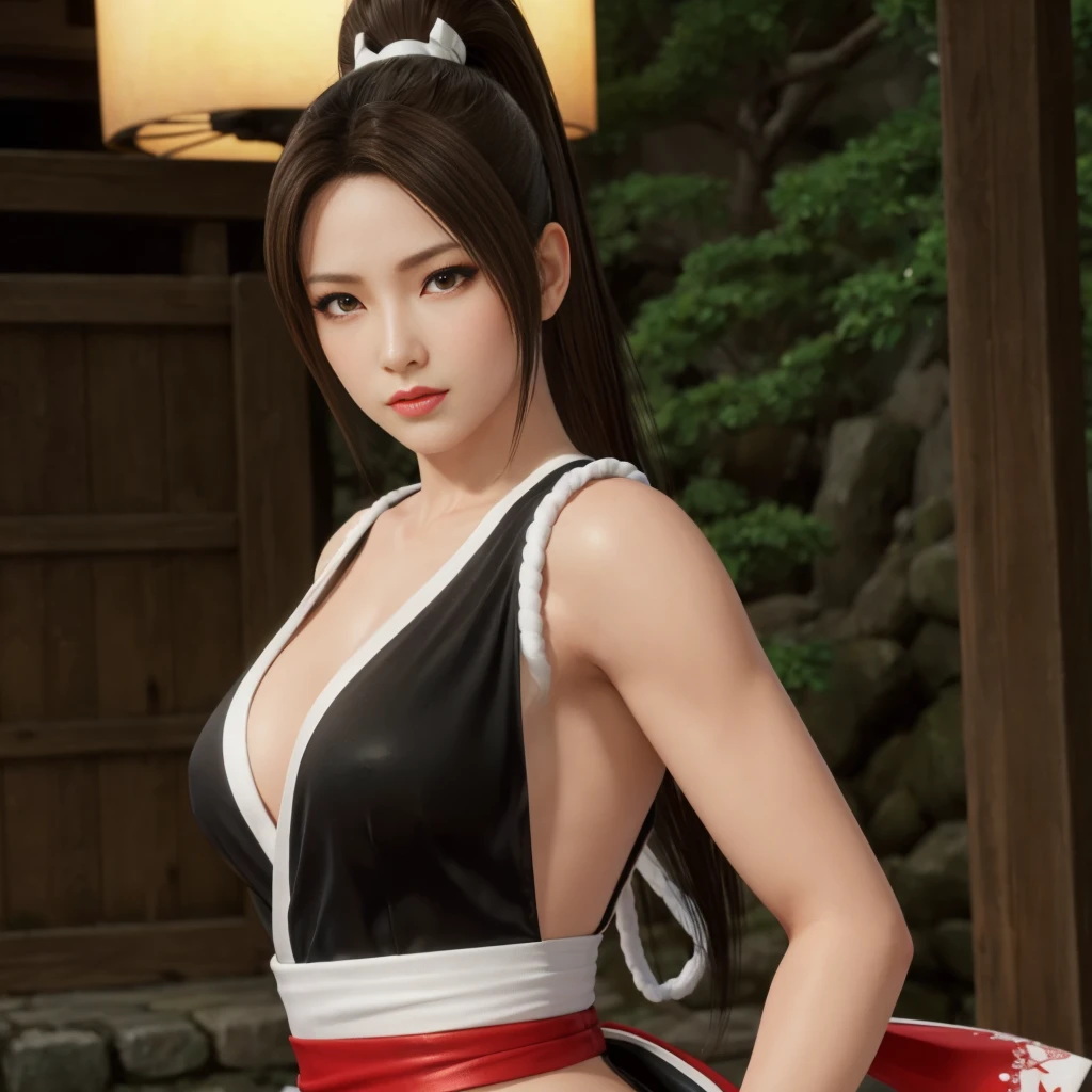 Mai Shiranui, (melhor qualidade,ultra-detalhado),(Realista:1.37), rosto bonito e detalhado, Textura ultrarrealista, rosto delicado, athletic body, cores vivas. High definition, 8k