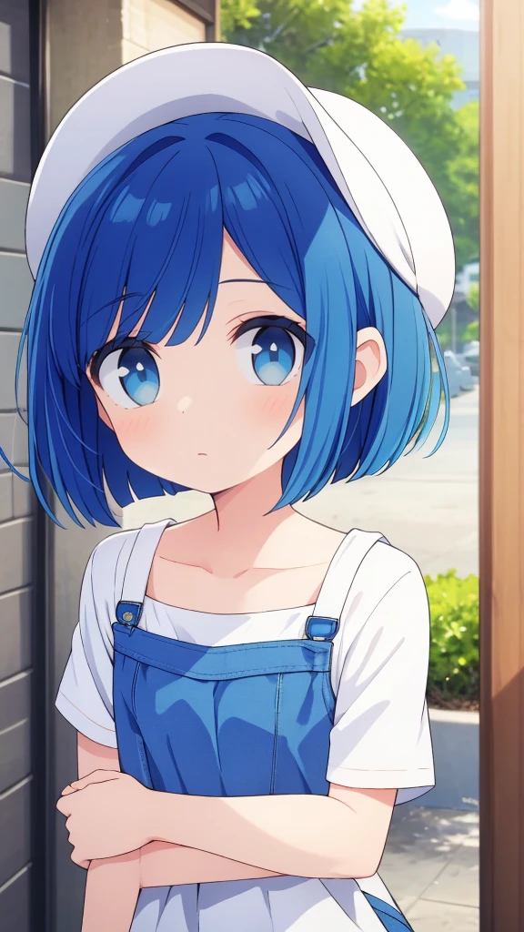 (masterpiece), (best quality), perfect face,(Blue three white eyes:1.5) (bob hair),Casual Spring Fashion,soro,1girl,(look at viewer),