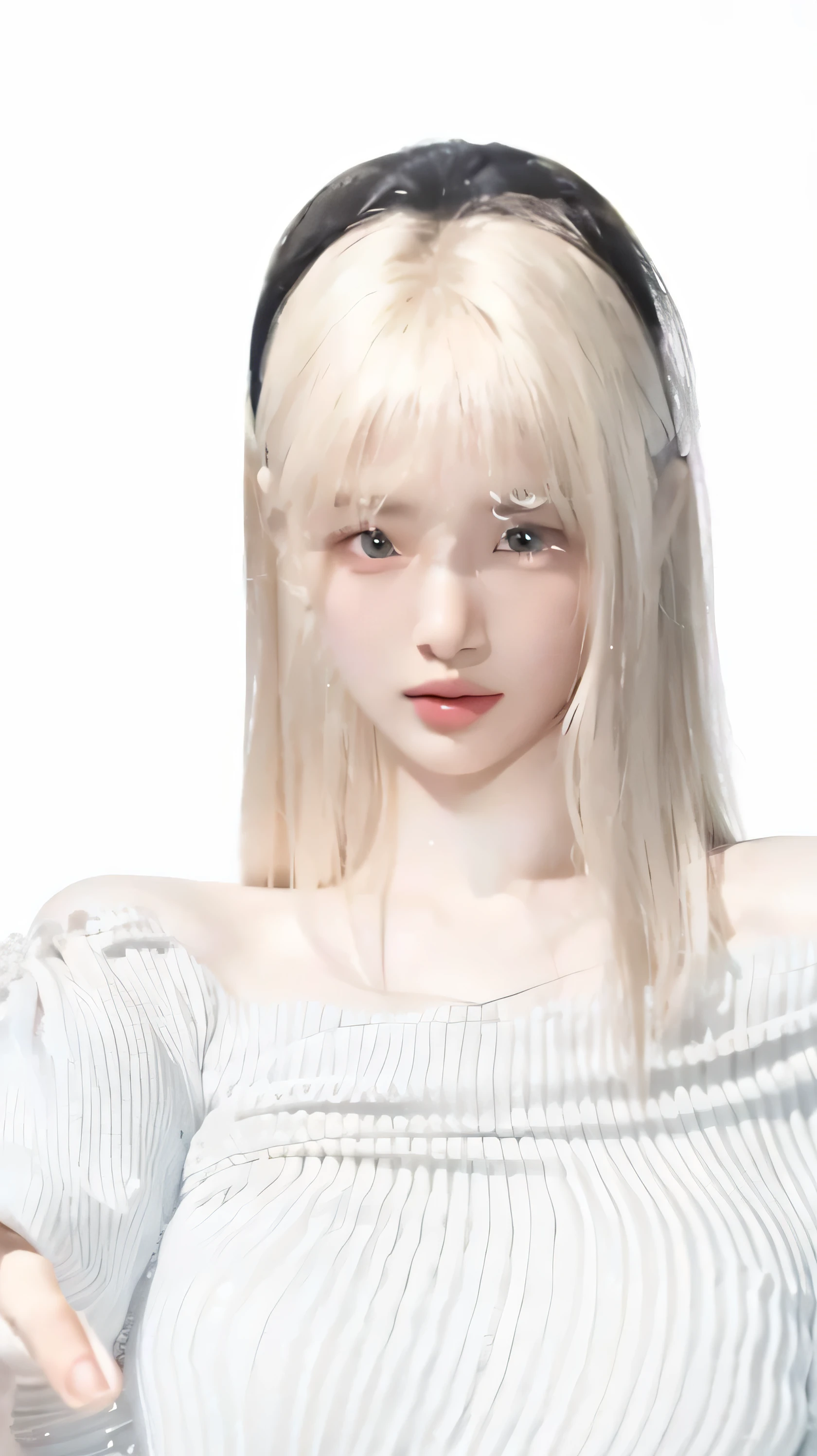 Close-up of a woman with long white hair wearing a black dress inspired by the jury, portrait exponent blackpink, portrait of Joshi by blackpink, kawaii realistic portrait, realistic anime 3d style, imvu, detailed white long hair, girl with white hair, exponential by blackpink, anime style. 8K, [4K Digital Art]!! Resembling a fairy