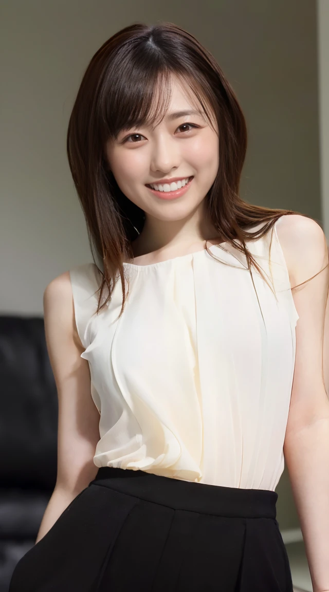 (((大people々Women1people々))),((Has bangs)),(whole body:1.5),(1 girl:1.3),(Show Viewer:1.4),(Anatomically correct:1.4),Upper body naked,(On the bed),(With perfect legs),(Full legs),(Accurate、perfect face shape:1.3),Ultra-high resolution,Ray Tracing,reflected light, Correct Structure,Award-winning,High Detail,Brighten the shadow contrast,Facial lighting ,Cinema Lighting,masterpiece,Super detailed,high quality,High Detail, 最high quality,16k,High Contrast, Spread your legs、Black pants、smile、See-through underwear、Teeth are visible,SFW