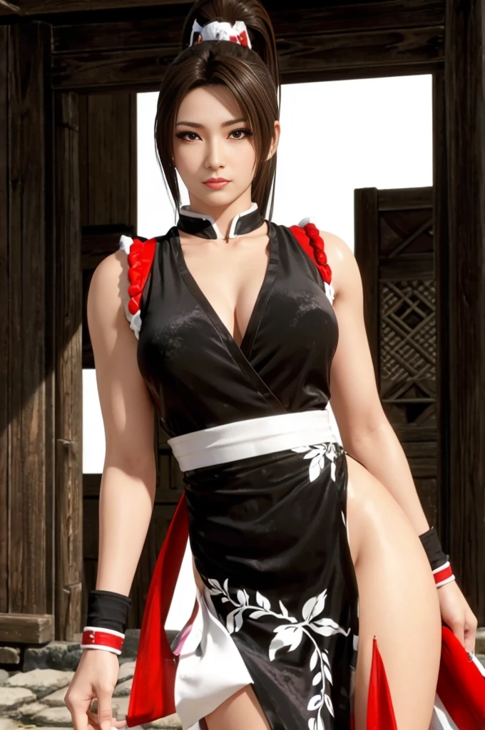Mai Shiranui, (melhor qualidade,ultra-detalhado),(Realista:1.37), rosto bonito e detalhado, Textura ultrarrealista, rosto delicado, athletic body, cores vivas. High definition, 8k