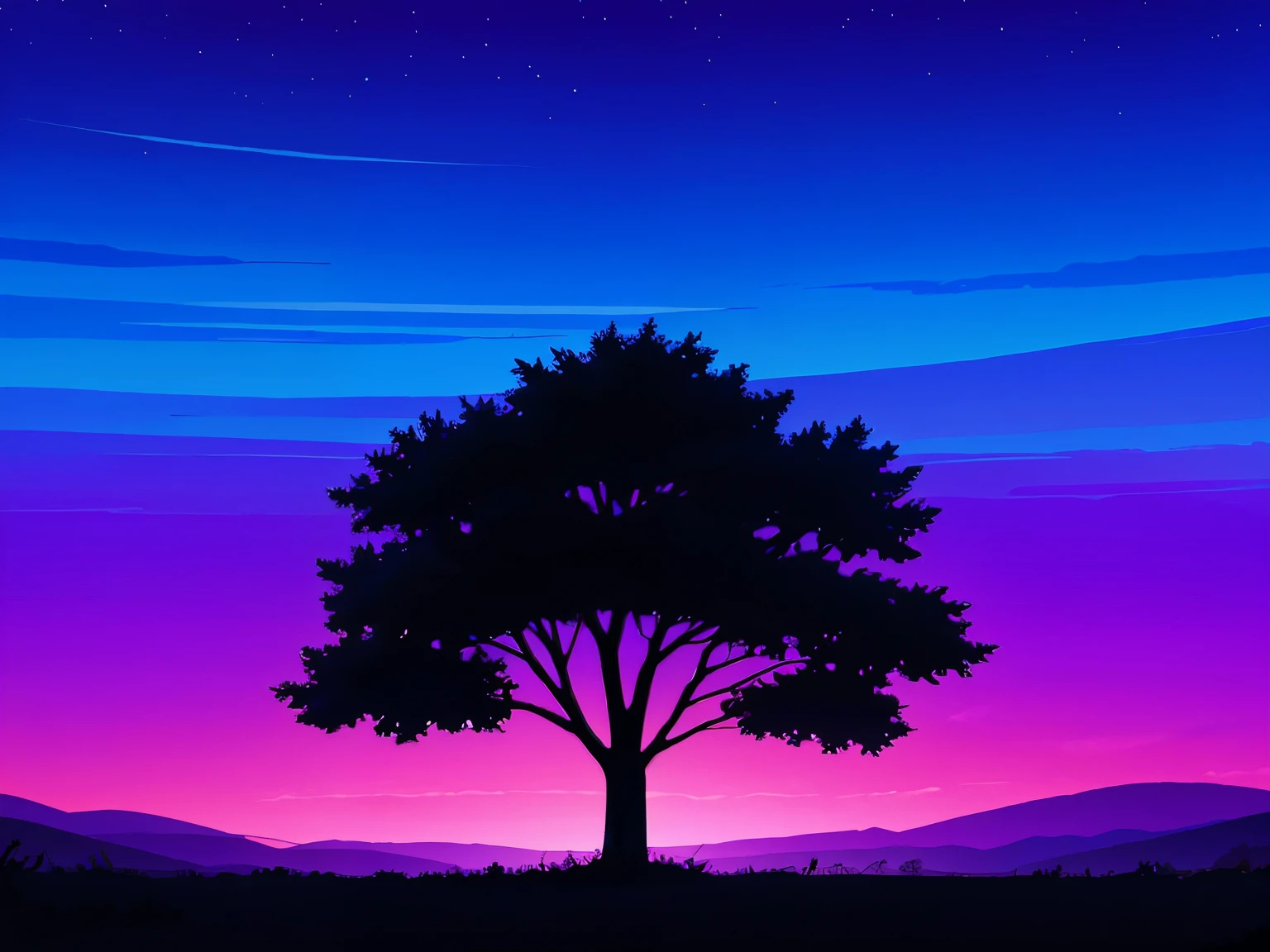 silhouette of a wood in a field with a purple sky, Natural scenery at night, Beautiful iPhone Wallpapers, Background Artwork, quiet night. digital illustration, wood, Mobile Phone Wallpaper HD, Sunset illustration, Night view background, Awesome Wallpapers, magical wood, Landscape Wallpaper, HD Mobile Phone Wallpapers, Background Art, woods and stars background, Amoled Wallpaper, Beautiful Wallpapers, Night view