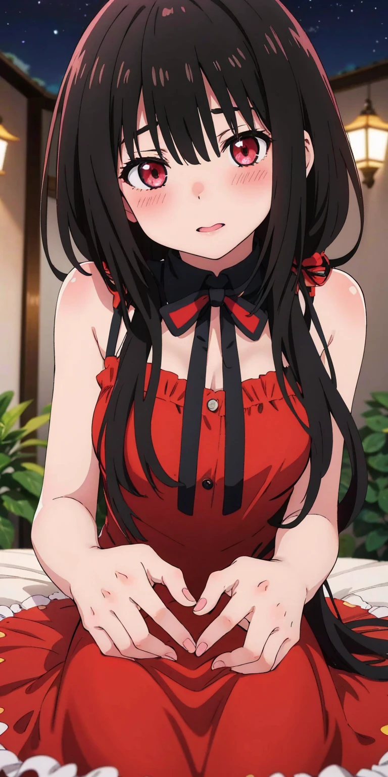 (highres, best quality:1.2), 1girl, blush, solo, dress (Kurumi Tokisaki - Date a Live)