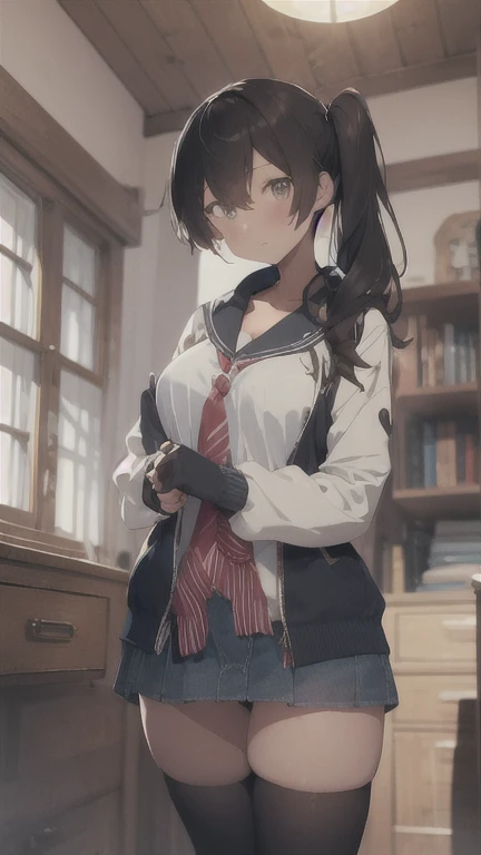 BTPT-FC,Thin thighs,From you (Kantai Collection), {{From you kai ni (Kantai Collection)}}, Side Ponytail, Brown eyes, Long black hair, Black knee socks, Short skirt, Similarly skirt, kimono, , blue Similarly, Similarly, tasuki,
,kantai collection, highest quality,,Are standing,Cowboy Shot,room,