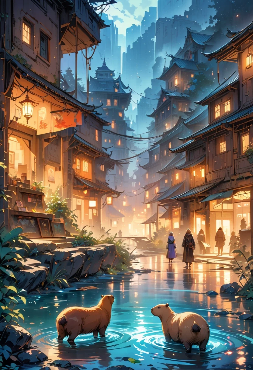 (Capybara of the future:1.1),masterpiece，Basic Quality，Realistically，official art，Very detailed content，masterpiece，best quality，（The is very detailed的 CG unified 8k 壁纸），（best quality），（best illustrations），（The best shadow），Very detailed pictures，（8k，best quality），A stream flows through an abandoned city，Mechanical Capybara in the stream，Cyberpunk Capybara，Science Fiction，Gothic，Surreal，（noctilucent lighting， Ambient Light）， cold， Depressed， magic，