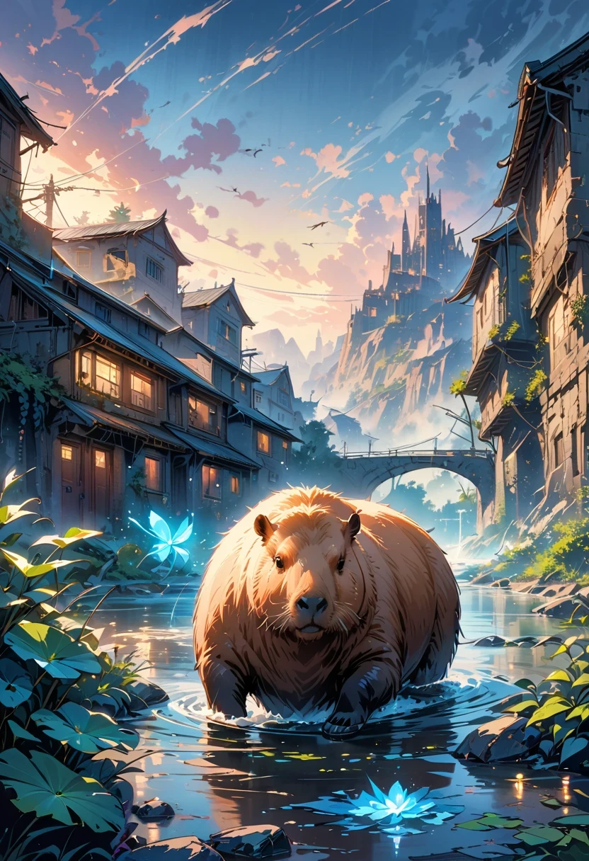 (Capybara of the future:1.1),masterpiece,Basic Quality,Realistically,official art,Very detailed content,masterpiece,best quality,(The is very detailed的 CG unified 8k 壁纸),(best quality),(best illustrations),(The best shadow),Very detailed pictures,(8k,best quality),A stream flows through an abandoned city,Mechanical Capybara in the stream,Cyberpunk Capybara,Science Fiction,Gothic,Surreal,(noctilucent lighting, Ambient Light), cold, Depressed, magic,