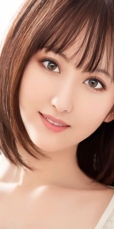 masterpiece、highest quality、High resolution、Tabletop、wallpaper、Realistic、Bright lighting、Professional Lighting、Face Light、Smooth lighting、Japanese women、Adult、Beautiful woman、action、gravure、sexy、poor、so beautiful、Beautiful Skin、Beautiful and detailed、Detailed face、slim、moderately、short hair、Brunette colored hair、Brown eyes、Looking at the camera、I have a lemon