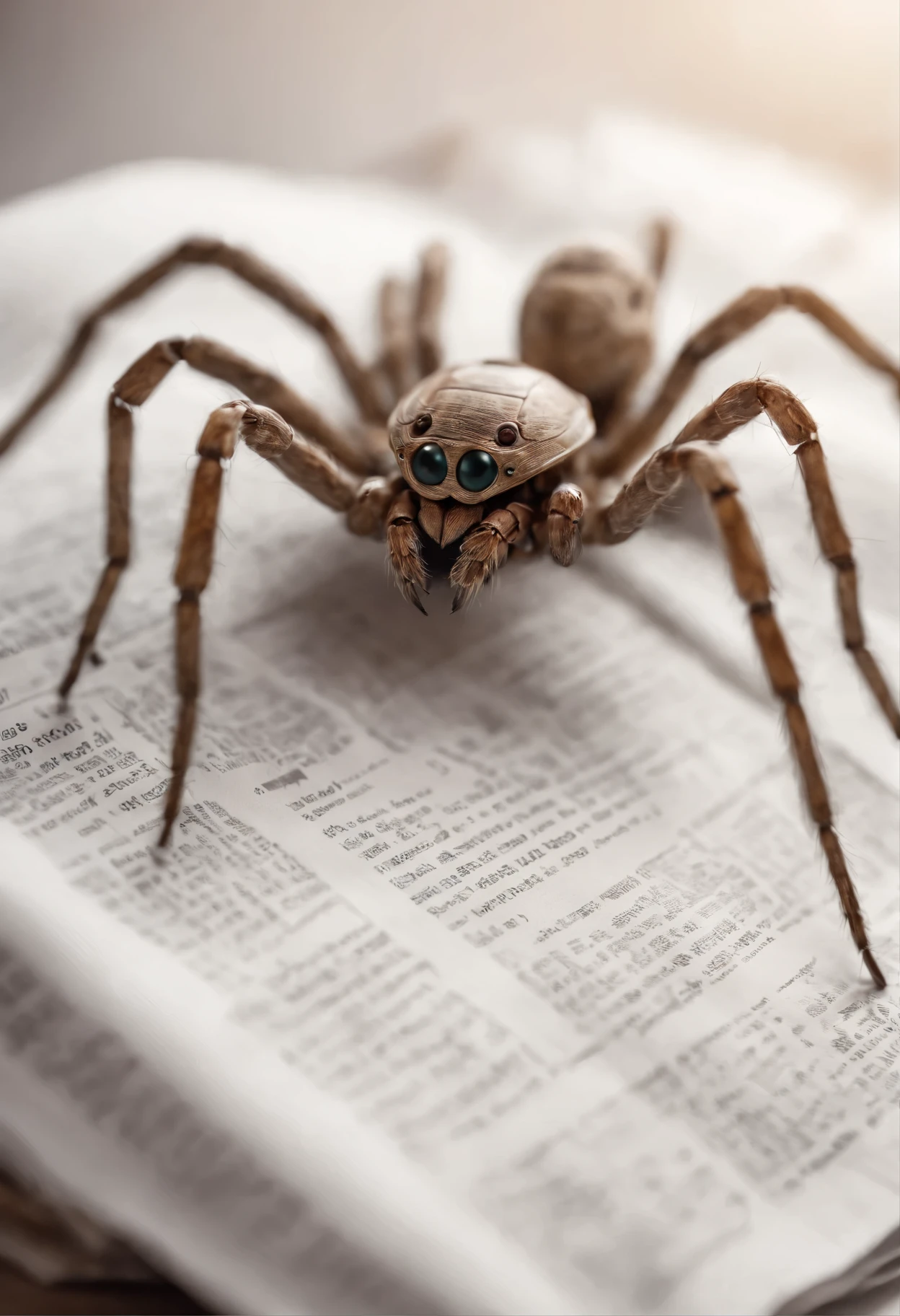 Malware robotic spider ripping a newspaper