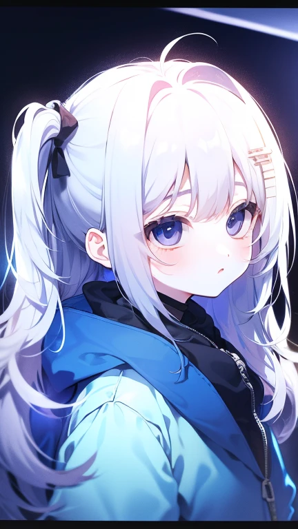 White Hair,Girl,KHD,4K,Expressionless face,Anime Style,profile,White background,
