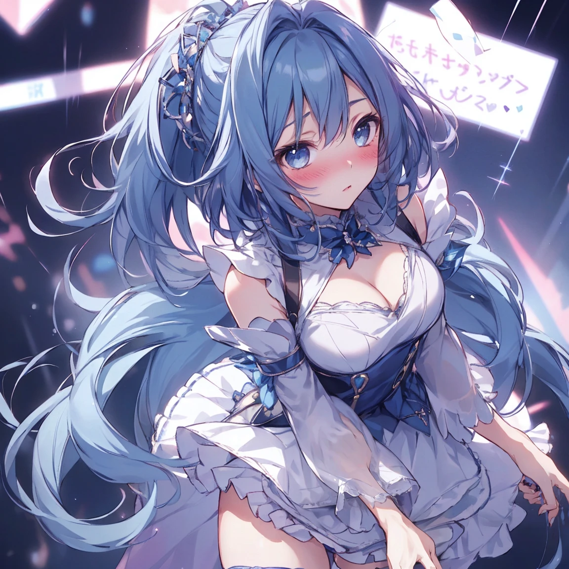 ,The hairstyle is cute,Eye Reflexes,Masterpiece,Highest quality,8k,A world of light,Highly revealing clothing,Feeling embarrassed,とてもFeeling embarrassed,Panty shot,(((blush)))(((Looking up)))