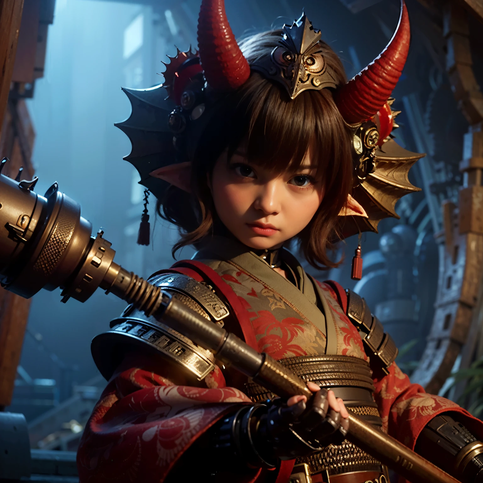 (Masterpiece, Best Quality: 1.2), (8K UHD, 16K, 32K, Ultra High Resolution), (Photorealistic: 1.37), (RAW Photo), Ultimate Reality, Ultimate Realistic Detail, Ultimate Realistic Texture , extremely intricate details (mechanical armor fused with a snail), power pipes, easy to understand, extremely intricate details, Japanese female soldier wearing mechanical armor, extremely cute face, extremely beautiful face, realistic, Full body shot, shot from the dawn of a secret base, cyberpunk