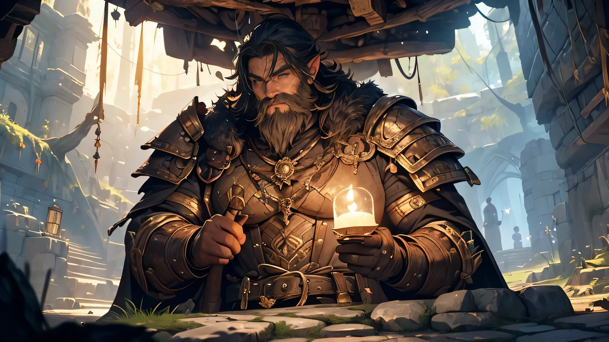 (best quality,4k,8k,highres,masterpiece:1.2),ultra-detailed,(realistic,photorealistic,photo-realistic:1.37),dwarves,mining for minerals,pickaxe,medieval fantasy,underground tunnel,torchlight,rock formations,glimmering gems,dense shadows,elaborate mine cart,misty atmosphere,hardworking dwarves,dusty air,crumbling stone walls,dull metal tools,sparkling gold veins,ancient treasure,richly decorated armor and helmets,wooden support beams,sweat glistening on their foreheads,glowing runes on the walls,echoing sounds of digging,faint echoes of laughter,hidden dangers lurking,twinkling stars visible through cracks in the ceiling,ancient engravings on the walls,ethereal glow illuminating the tunnel,deep sense of mystery and adventure,feeling of camaraderie among the dwarves,flickering torchlight casting dancing shadows,whispers of ancient legends,trickling sound of water seeping through the rocks,rugged terrain,breathtaking underground vista,colossal gemstone embedded in the cavern wall,massive mining operation,faint scent of moss and earth,richly detailed costumes,bearded dwarves with muscular arms and sturdy build,gleaming armor reflecting the torchlight,climbing ropes and pulleys,exhaustion mixed with determination humanoid creatures striving in unity,unearthing the hidden treasures,treacherous paths and steep cliffs,satisfaction of discovering a valuable ore vein,skilled craftsmanship in the carvings and structures,an underground empire carved out from the depths,entrance to a vast underworld waiting to be explored