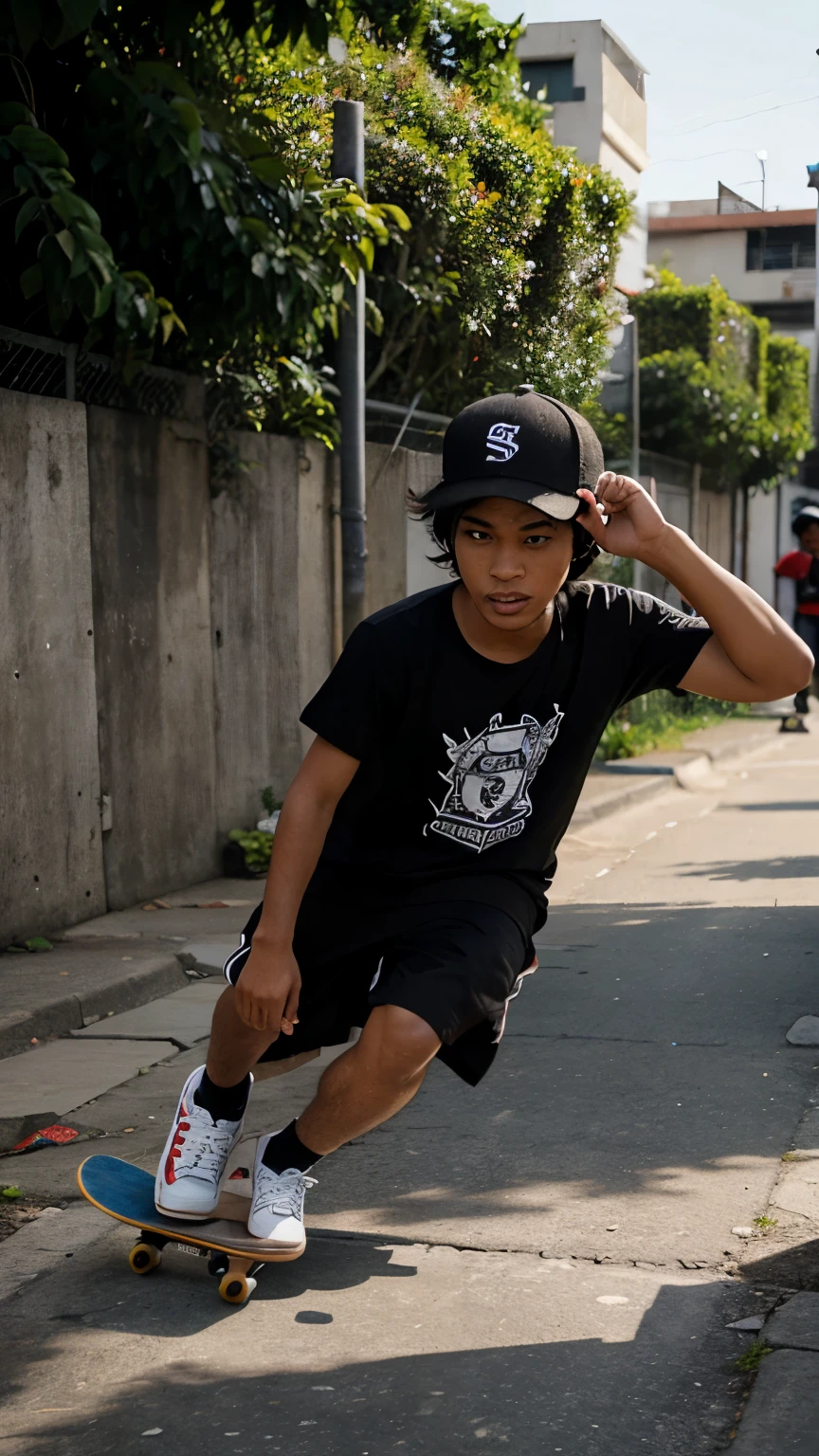 Karikatur 4D sedang bermain skateboarding