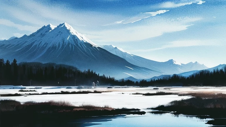 Ink Painting landscape
「winter silence」 prompt: 雪が積もった静かなlandscapeを描く。