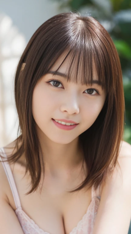 Naked women with pubic hair、beautiful girl、(最高masterpiece:1.3), (8k, Photorealistic, RAW Photos, Best image quality: 1.4), Japanese Girls、12 years old、(Random Hairstyles:1.2)、(Deep valley:1.2)、Super detailed face、Pay attention to the details、double eyelid、Chest to Chest、Sharp focus:1.2、(Cute Woman:1.4)、Light brown hair、highest quality、masterpiece、Ultra-high resolution、(Photorealistic:1.4)、Highly detailed and professionally lit smiles、Translucent beige camisole、Pink pleated skirt、smile、Long Hair、Upper body portrait、Big Breasts、Saggy breasts、Clear white skin、White Chest