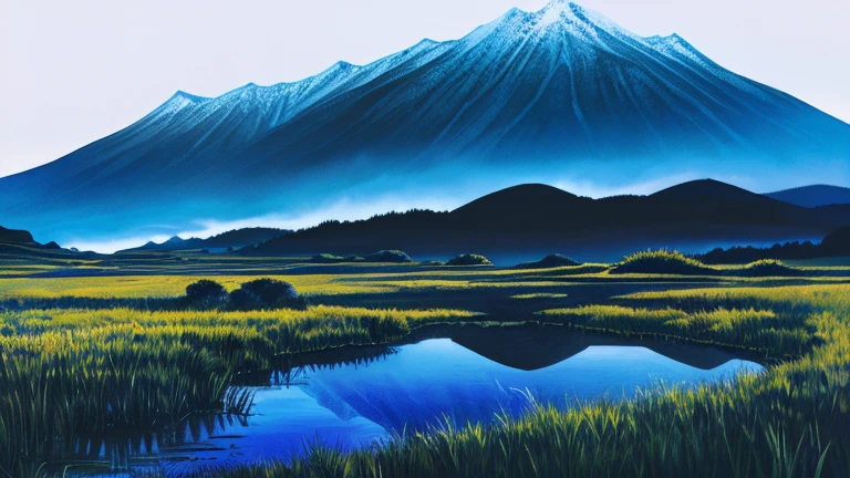 Ink Painting　landscape「Under the moonlight」 prompt: 月明かりが照らす静かなlandscapeを描く。
