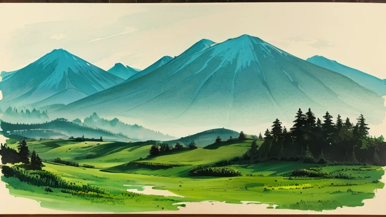 Ink Painting　landscape「古城のlandscape」 prompt: 歴史を感じさせる古城のlandscapeを描く。