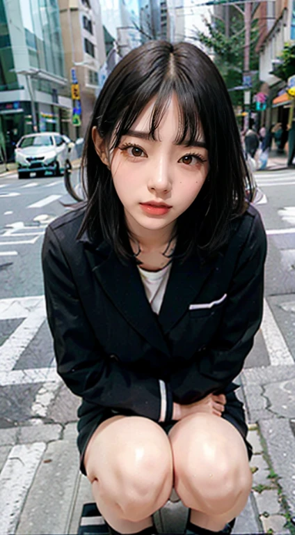 (Remote Play), ((uniform)),Office Lady、 On the street, (close your eyes, Open your mouth, Slouching posture), 1 Female, solo, 19 years old, 7 heads, Ideal body proportions, Erect nipples, Sexy Body, Shiny black hair, , Slender, Large Breasts, Beautiful feet, Thin legs, Surrealism, Cinema Lighting, Depth of written boundary, First Person View, debt/1.8, 135mm, んdebtdebt, Tabletop, Accurate, Anatomically correct, Textured skin, Super Detail, Attention to detail, high quality, Awards, 最high quality, High resolution, 8k
